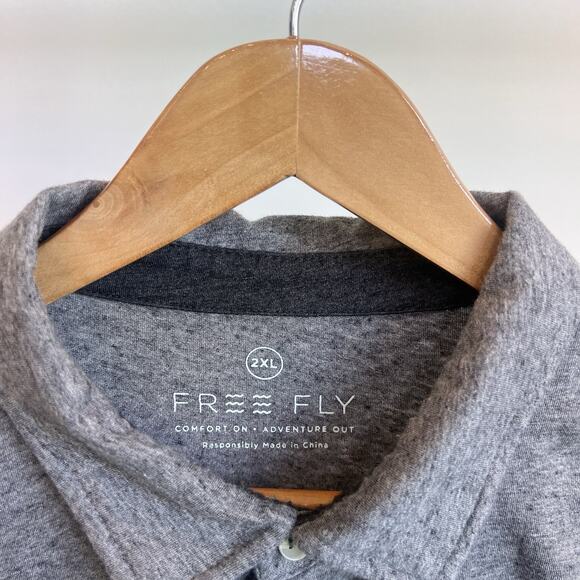 Free Fly Polo Shirt Mens 2XL Gray Bamboo‎ Flex Performance - Picture 3 of 7